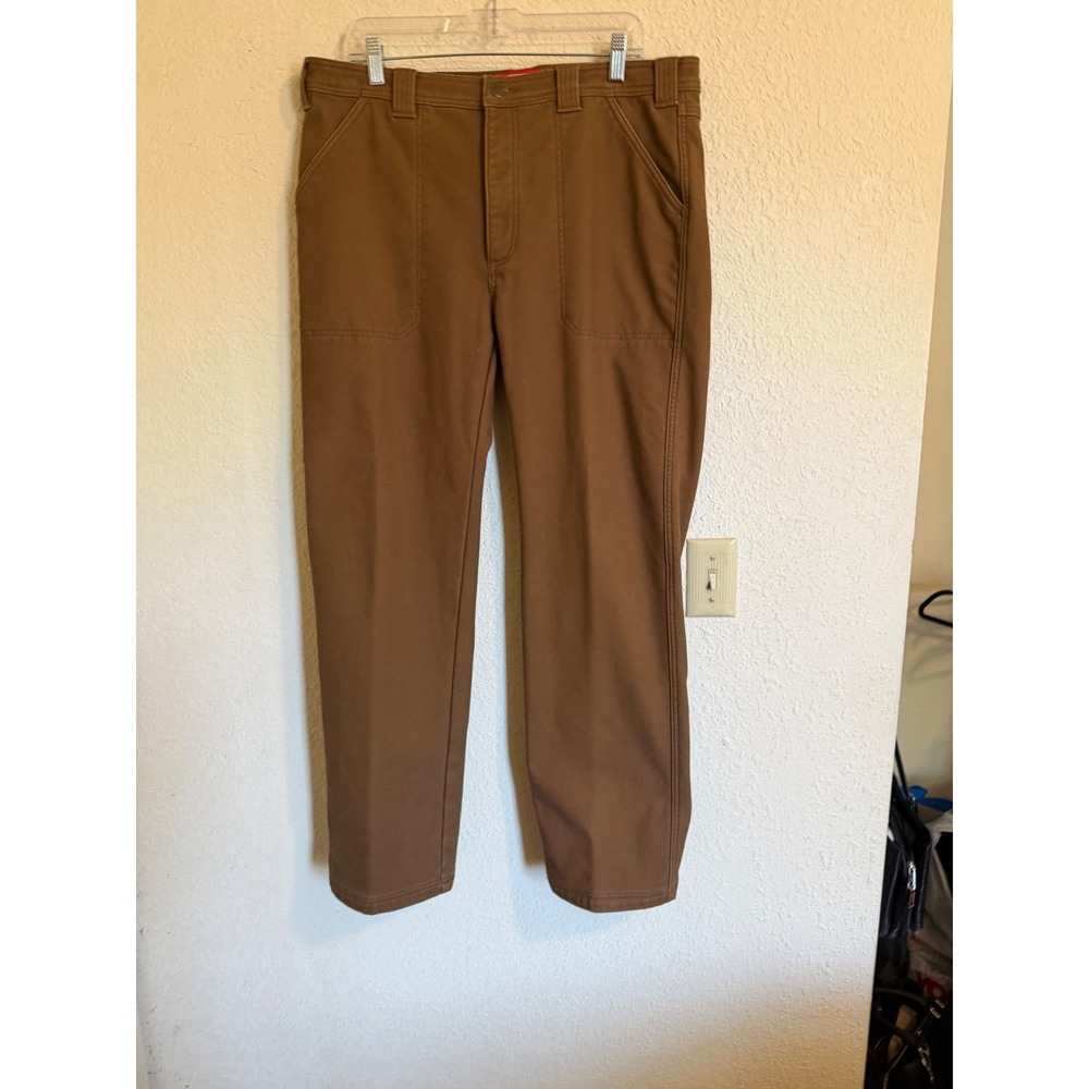 Coleman Mens Brown Fleece Lined Canvas Utility Pants 36x32 Workwear Blue Collar